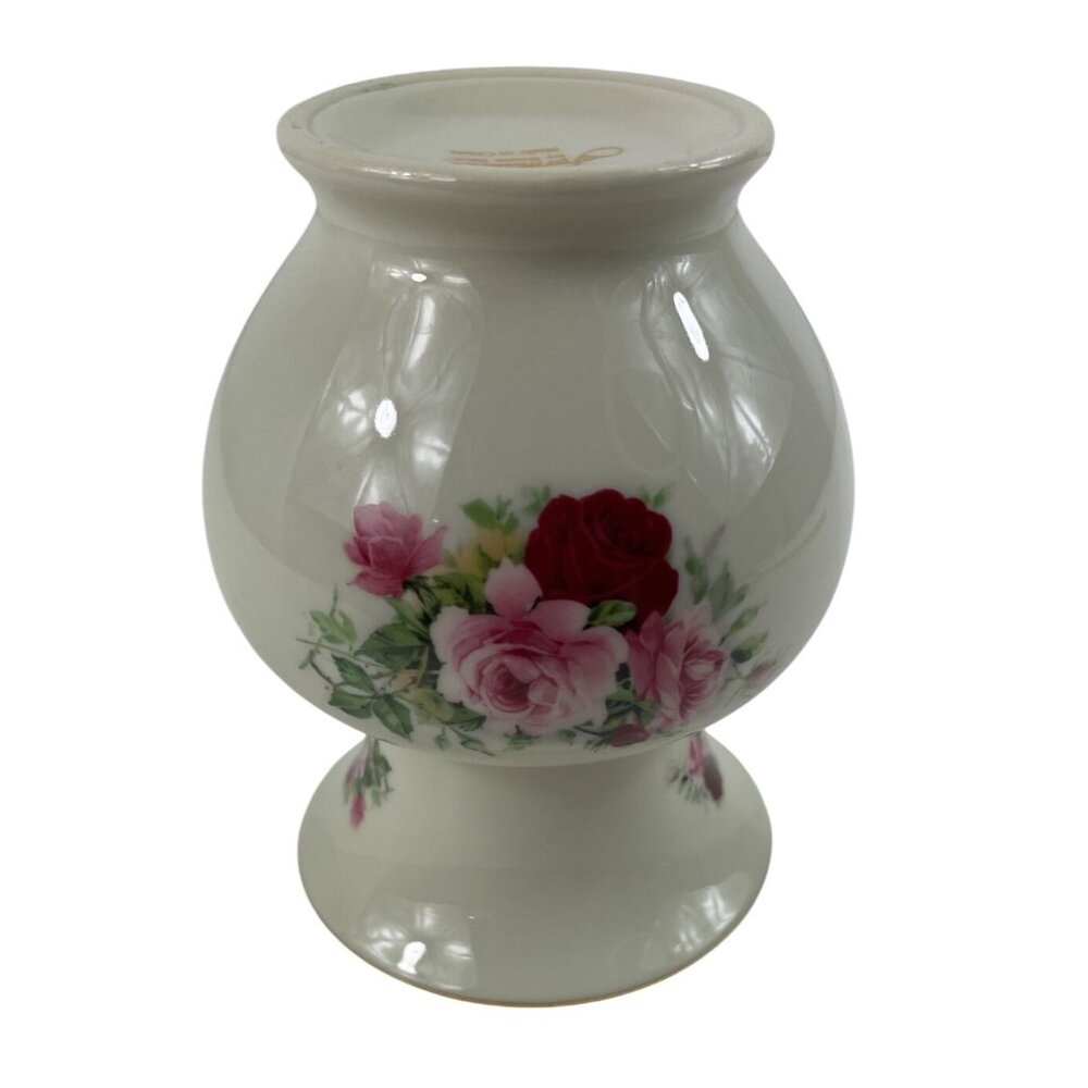 Formalities By Baum Bros Porcelain Vase With Floral Design & Gold Rim - Picture 11 of 12